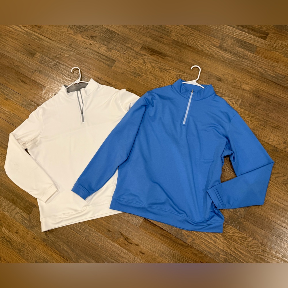 Peter Millar Quarter Zip Pullover Mens XL White & Blue